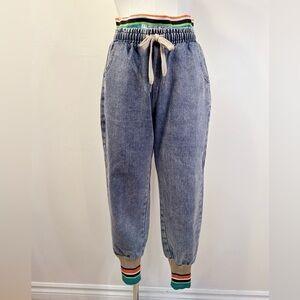 Striped Waist Denim Joggers
